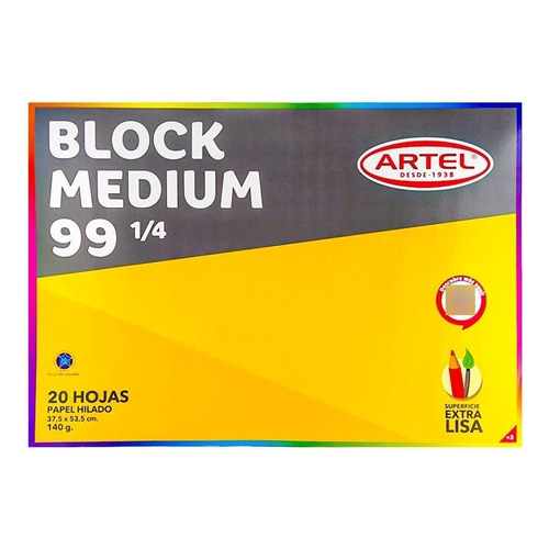 Block De Dibujo Artel 99 1/4 37x55 Cms 20 Hojas Extra Blanca