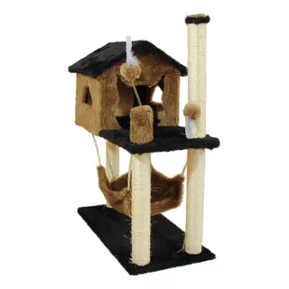 Arranhador Para Gato Casinha Com Rede 2 Brinquedos 10 Cores
