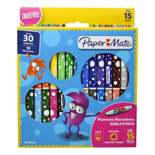 Marcadores Paper Mate Doble Punta 15=30 Colores Paper Mate 