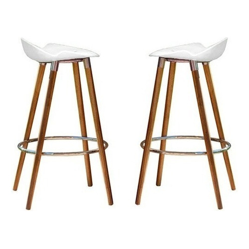 Banqueta Taburete Madera Nordico Milo Wood Pack 2 Color Blanco