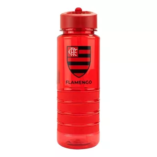 Garrafa De Plástico Com Canudo Retrátil Flamengo 700 Ml Cor No