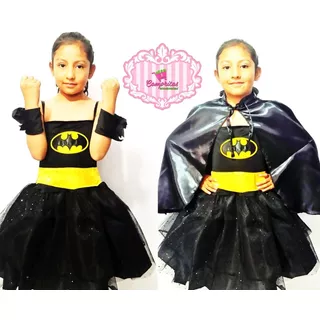 Disfraz Batman Para Niña Con Capa Y Manillas Hallowen Envio