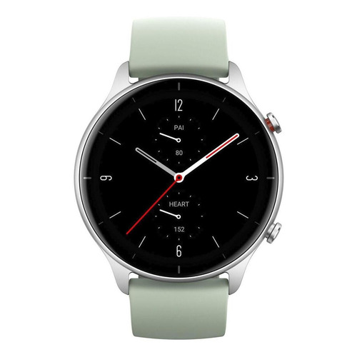 Smartwatch Amazfit Fashion GTR 2e 1.39" caja 46.5mm de  aleación de aluminio plateada, malla  matcha green de  silicona A2023