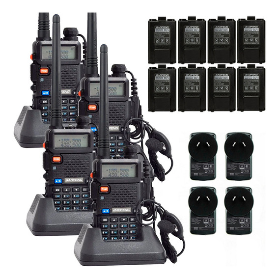 Handy Baofeng Uv5r 8w Kit X4 Radio Doble Banda + Bat Extras