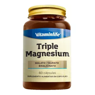 Triple Magnesium Malato - 60 Capsulas - Vitaminlife Sabor Sem Sabor