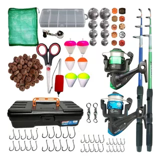 Kit Pesca Completo 2 Vara 1,70m 20lb 2 Molinete E Acessorios