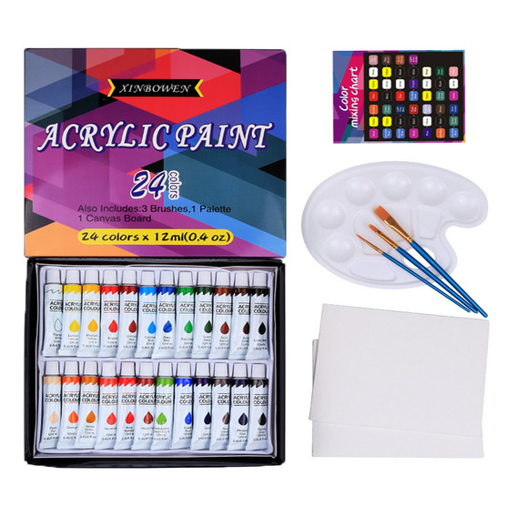 30pcs Acrílico Juego De Pintura 24 Colores Para Pintura Óleo