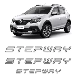 Kit Adesivo Emblema Renault Sandero Stepway Vermelho 2012 14 Cor Cinza