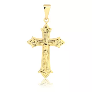 Pingente Crucifixo Vitoriano Trabalhado Com Jesus G -5,4x4cm