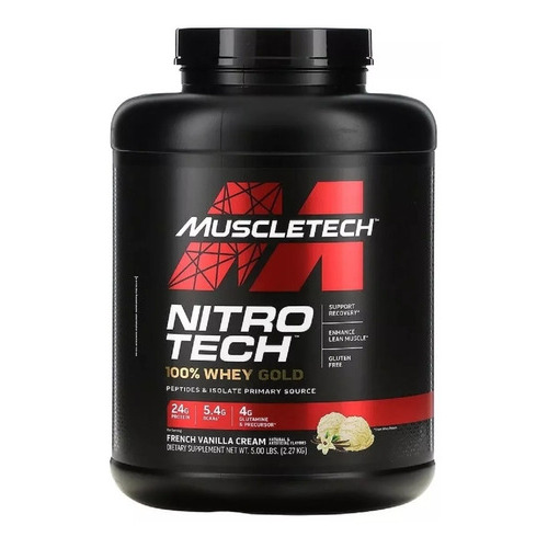 Crema de vainilla francesa Nitro Tech Whey Gold 100% proteica Muscletech con sabor a 2,28 kg