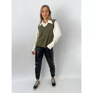 Chaleco Mujer Hilo Sweater Dama Sin Mangas Cuello V