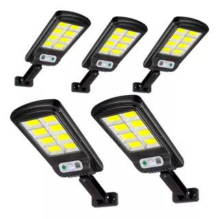 Kit 5 Luminárias Solar Refletor Poste Led 100w Potente Água