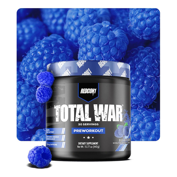 Suplemento En Polvo Redcon1 Total War Pre Entrenador Sabor Blue Raspberry En Bote De 441g