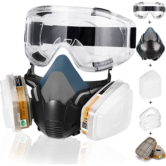 Máscara De Gas 3m Con Filtro 6001 Y Gafas De Seguridad