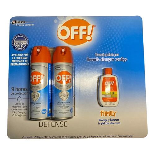 Repelente De Insectos Off Defense 2 De 170gr + 1 Crema 60gr