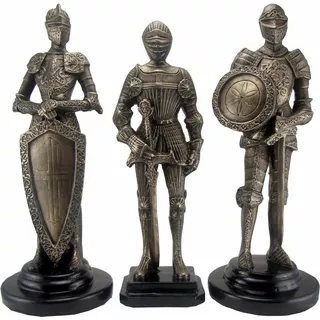 Guerreiro Medieval 3 Pçs  - Espada - Escudo - Estatueta