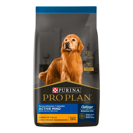 Alimento Pro Plan OptiAge Active Mind 7+ para perro senior de raza  mediana y grande sabor pollo y arroz en bolsa de 7.5kg