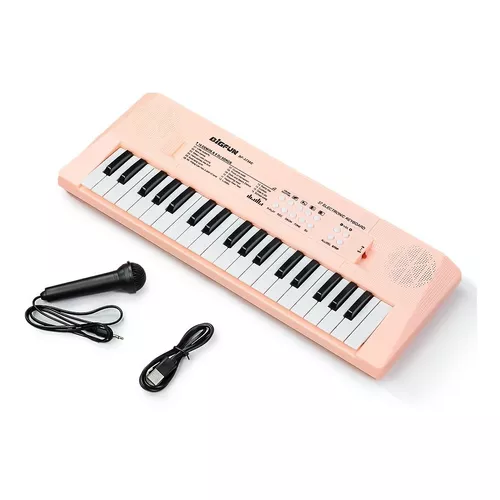 Teclado Infantil Standard 37 Teclas Usb Rosa C/ Microfone