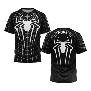 Camiseta Personalizada Homem Aranha Preto Nome Personalizado