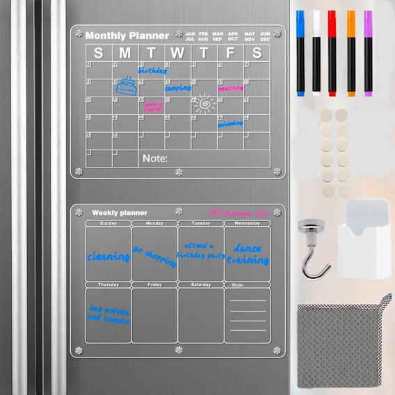 Calendario Y Pizarra Acrílico Transparente Para Refrigerador