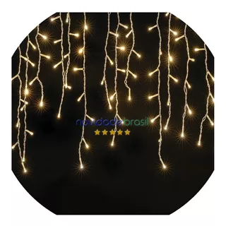 Cascata 400 Led 10 Metros Branca Quente Natal Fixa