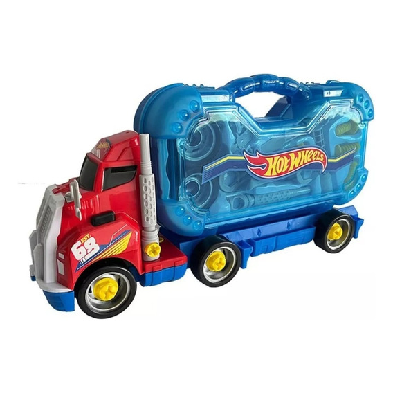Camión Armable Con Kit Herramientas Luz Y Sonido Hot Wheels Color Azul