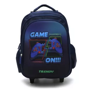 Mochila Con Carrito Infantil Gamer 16 Pulgadas Trendy 16770 Color Azul Diseño De La Tela Estmpado 3 D