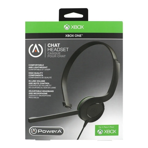 Audífonos Gamer Para Xbox One Powera 3.5 Universal Chat Back Color Negro