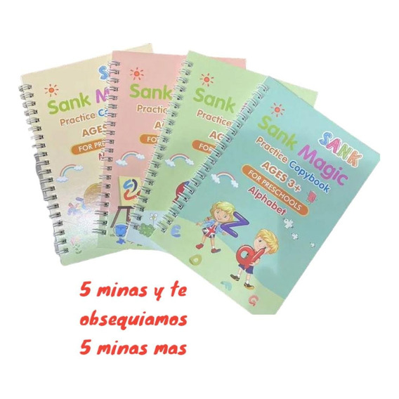 Libros De Caligrafía Montessori X 4 Para Niños Tinta Mágica