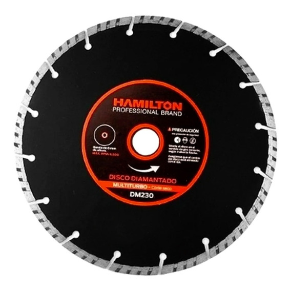 Disco Diamantado Multiturbo Corte Seco 230mm Hamilton Dm230 Color Negro