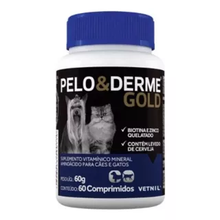 Pelo & Derme Gold Suplemento Para Cães E Gatos Vetnil 60comp