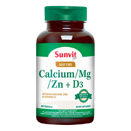 Calcio Magnesio Zinc + Vitamina D3 (90 Tabs) Sabor Sin Sabor