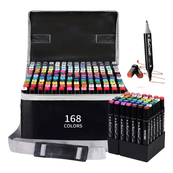 Set Profesional De Marcadores Plumones Doble Punta 168 Pcs