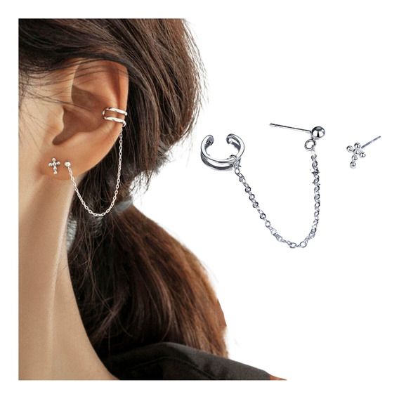 Aretes Mujer Ear Cuff Solitario Set Ear Cuff Puntos