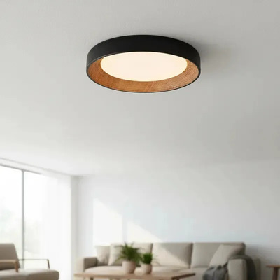 Plafón Led 120w Cct Ø50cm Negro Interior Símil Madera Mks Negro