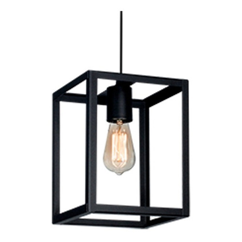 Lampara Colgante Hierro Rectangular Negro 1 Luz Cr6651