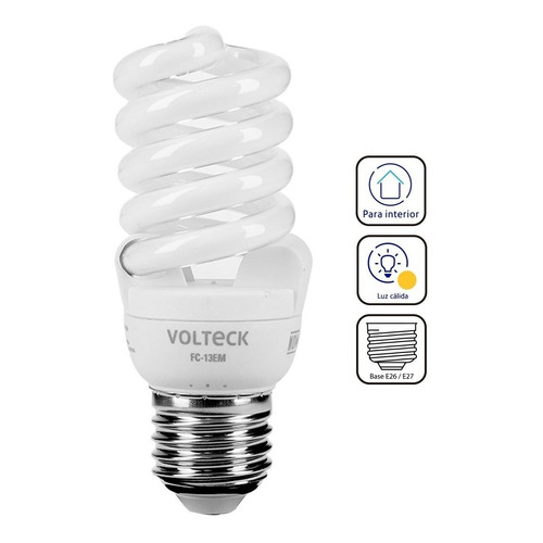 Lámpara Espiral Mini T2 13 W Luz Cálida En Blíster, Volteck Color de la luz Blanco cálido