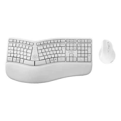 Combo Acteck 2 En 1 Teclado Ergonomico Mouse Vertical 2.4 Color del mouse Blanco Color del teclado Blanco