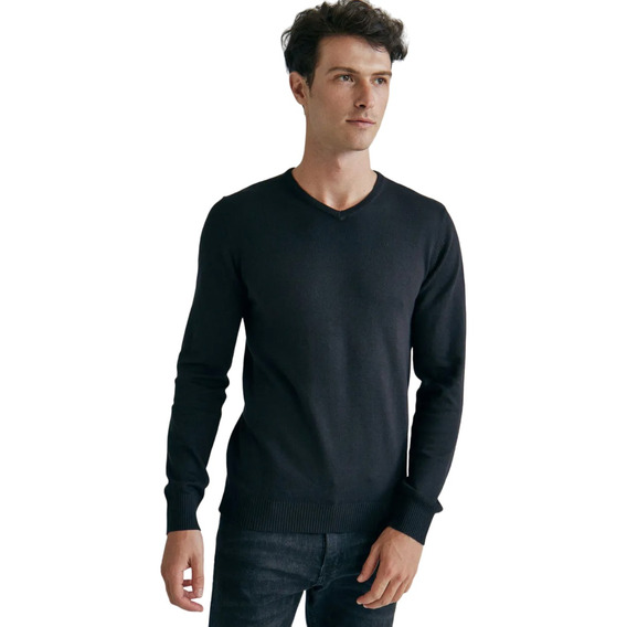 Sweater Kiel, Escote En V, Liso, Negro, Equus