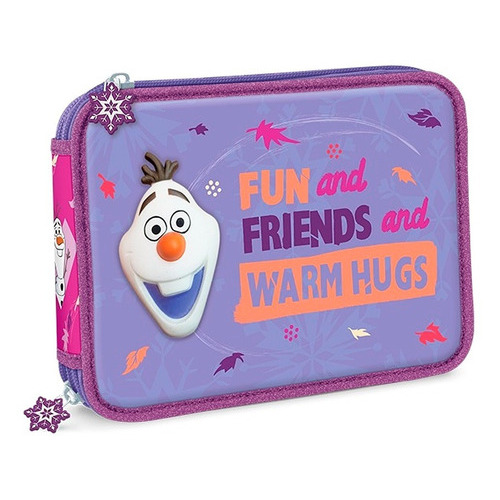 Cartuchera Frozen Horizontal Con Squishy Escolar Color Violeta Olaf