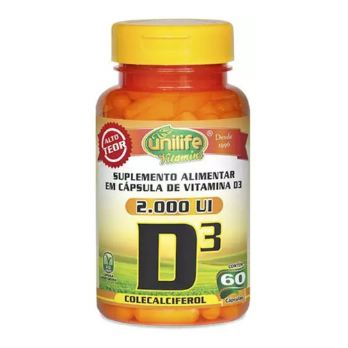 Vitamina D3 Colecalciferol 2000ui - 60 cápsulas - Unilife