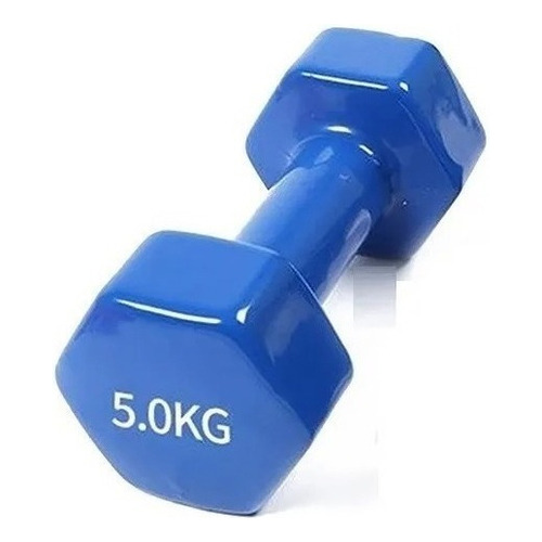 Mancuerna Pesa Hexagonal 5kg Fitness Color Azul