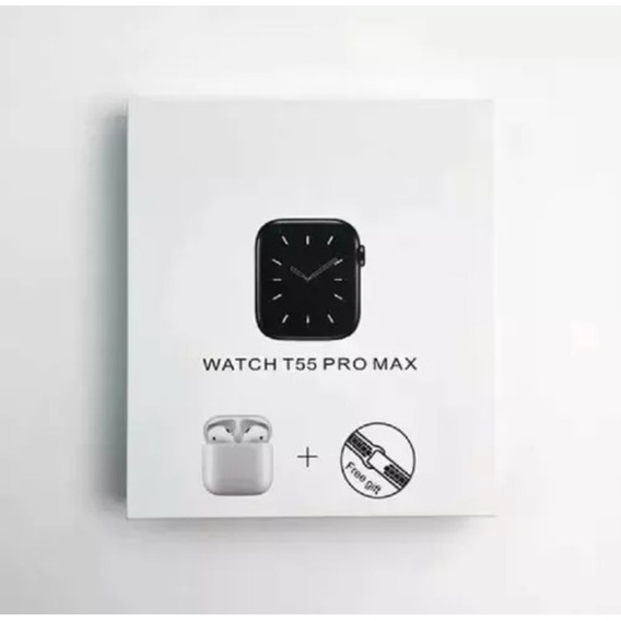 Smart Watch T55 Pro Max Reloj + Audífonos Bluetooth 2correas