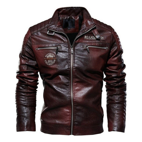 Pu Leather Jacket Moto Jacket Com L Neck B .