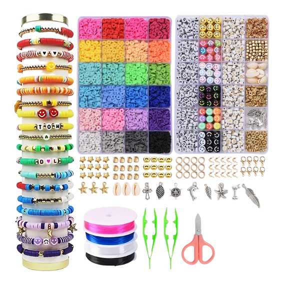 Set Para Hacer Pulseras, Collares Y Caravanas 7.200 Piezas