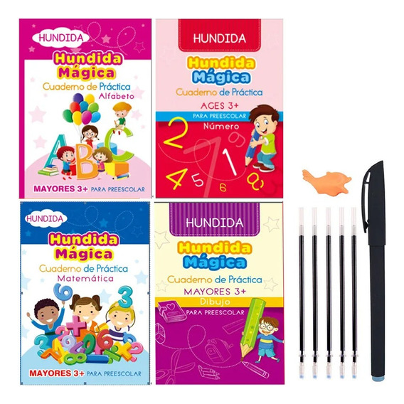 Pack 4 Libros Caligrafía Hundida Infinita Montessori Escolar