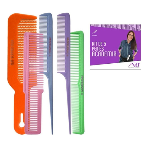 Kit 5 Peines De Corte Para Estudiantes Estética, Barbería