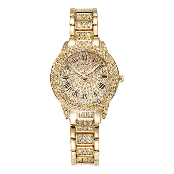 Reloj Y Pulsera De Diamantes Completos Cuarzo  Mujer Regalo