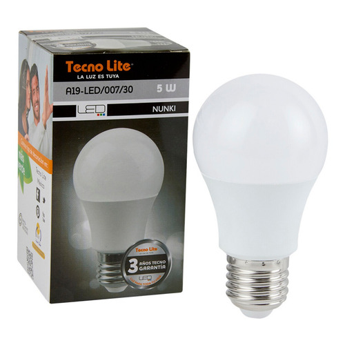 Focos Tecnolite Led Nunki E27 Luz Calida Blanco 5w Color de la luz 3000K