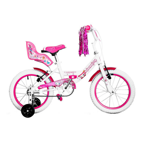 Bicicleta infantil TopMega Kids Princess R12 frenos v-brakes color blanco con ruedas de entrenamiento  